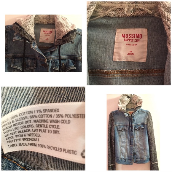 MOSSIMO SUPLY CO hoodie long sleeve Jean jacket S - Picture 6 of 8